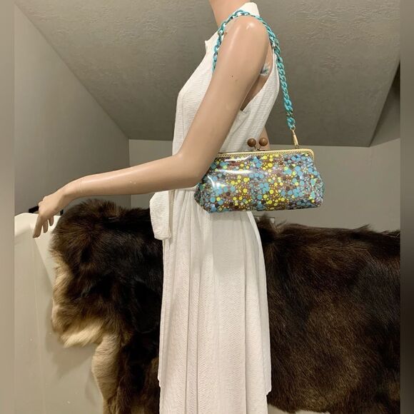 Handsewn Genuine Leather Wooden Ball Kisslock Clutch/Shoulder Bag/Crossbody - Picture 1 of 16